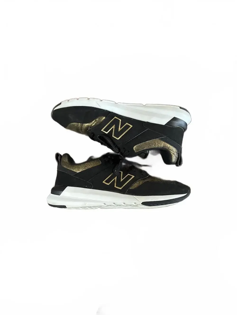 Y2K Retro New Balance 009 V1 Women's Black Gold Metallic Lifestyle Shoes Size 8
